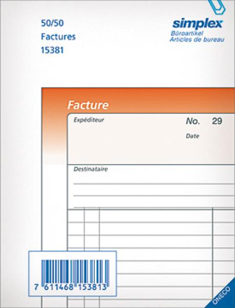 Simplex rechnungen f a6 15381f orange/weiss 50x2 blatt - Simplex-15381f-7611468153813
