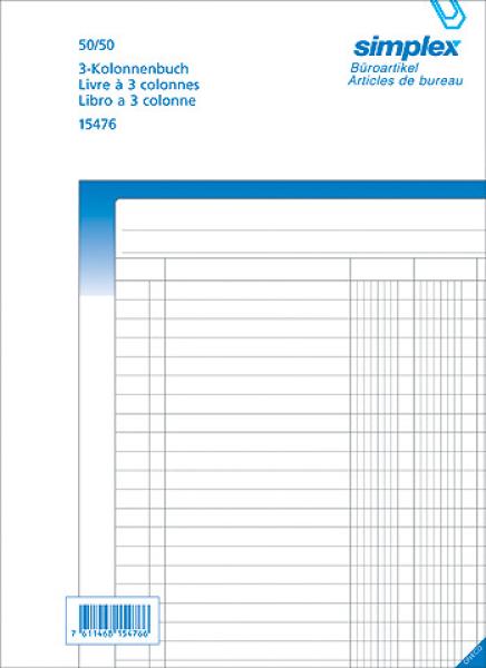 Simplex kolonnenbuch a4 15474 weiss/blau 50x2 blatt - Simplex-15474-7611468154742