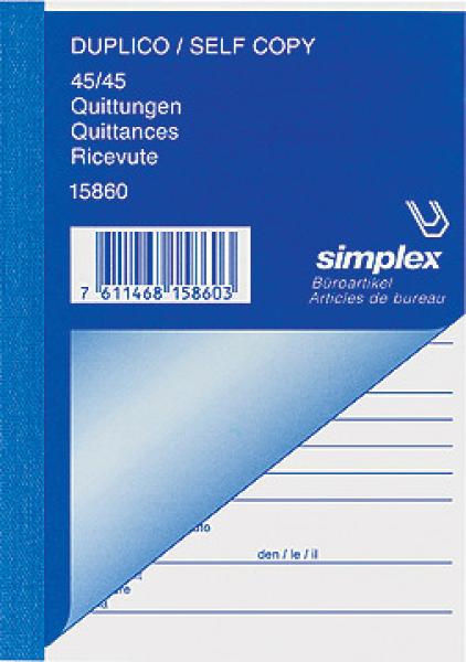 Simplex quittungen d/f/i a6 15860 weiss/gelb 45x2 blatt - Simplex-15860-7611468158603