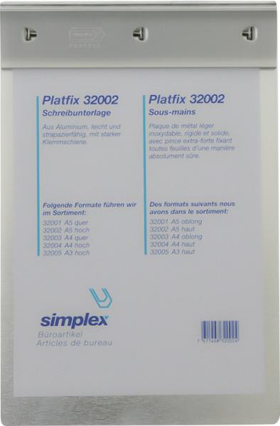 Simplex schreibplatte platfix 32002 aluminium, für a5 hoch - Simplex-32002-7611468320024