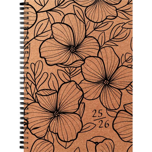 Simplex schüleragenda leather 25/26 500405.26 1w/2s 17m flowers ml 14.8x21cm - Simplex-50040526-7611468040441