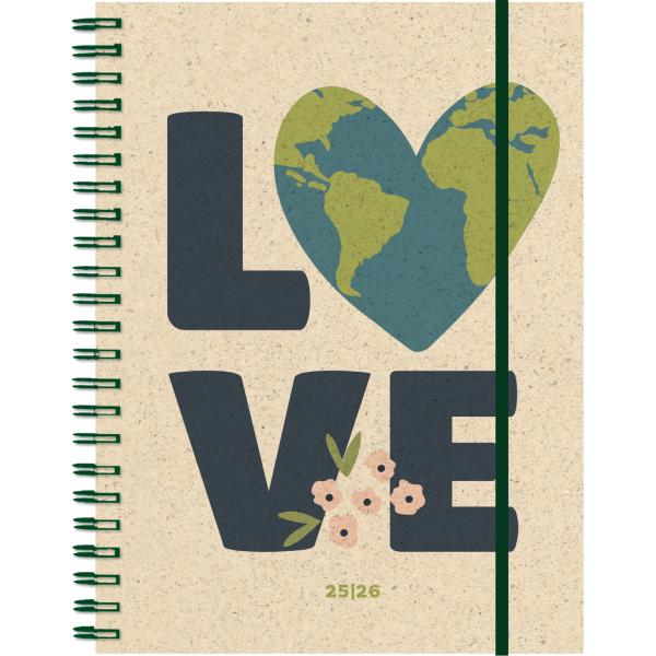 Simplex schüleragenda graspapier 25/26 500409.26 1w/2s 12m love ml 12x16.5cm - Simplex-50040926-7611468040472