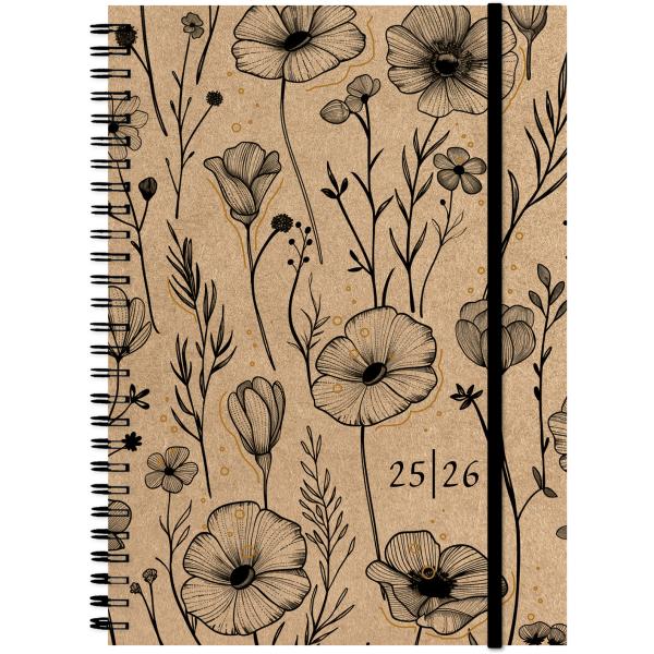 Simplex schüleragenda kraftpap. 25/26 500411.26 1w/2s 17m flowers ml 14.8x21cm - Simplex-50041126-7611468040519