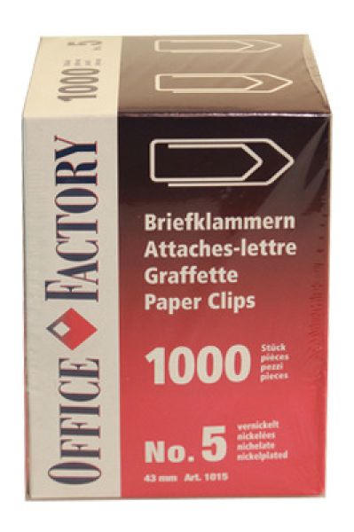 Smart office büroklammern gr.5 1015 vernickelt, 43mm 1000 stk. - Smart-office-1015-8007979005731