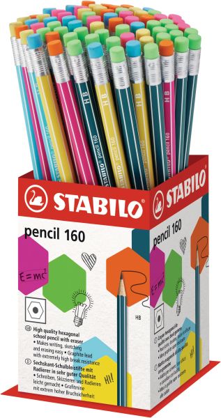 Stabilo bleistift 160 mit gummi hb 2160/72-1hb ass. 72 stück - Stabilo-2160-72-1hb-4006381505307