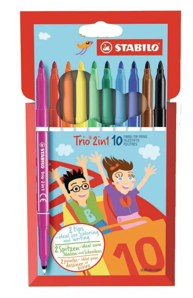 Stabilo trio 2in1, twin pen 222/1001 etui, 10 farben - Stabilo-222-1001-4006381361729