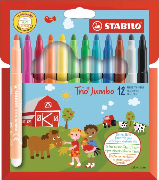Stabilo fasermaler trio jumbo 3mm 380/12 12 stück - Stabilo-380-12-4006381492560