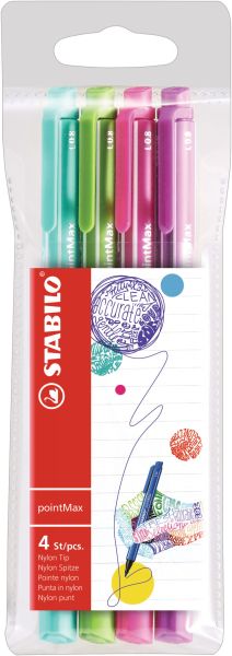 Stabilo fineliner pointmax 0.8mm 488/401 4 stück - Stabilo-488-401-4006381503662