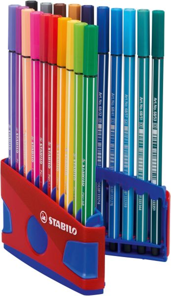 Stabilo fasermaler pen 68 1mm 6820-04 20er color box rot/blau - Stabilo-6820-04-4006381372213