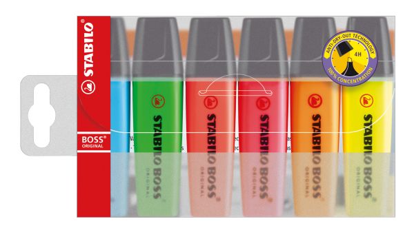 Stabilo textmarker boss original 2-5mm 70/6 6-farbig ass. - Stabilo-70-6-4006381215701