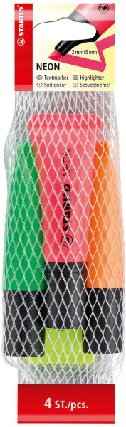 Stabilo textmarker neon 72/4-1-5 4 farben ass. - Stabilo-72-4-1-5-4006381401326