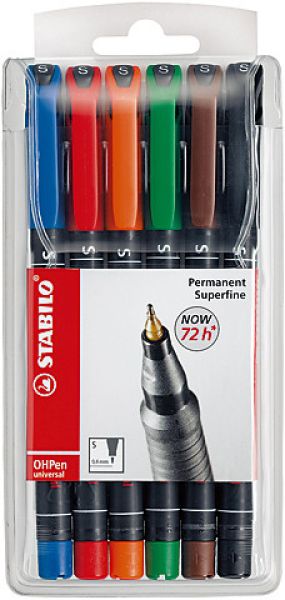 Stabilo ohp pen permanent s 841/6 6er etui - Stabilo-841-6-4006381115063