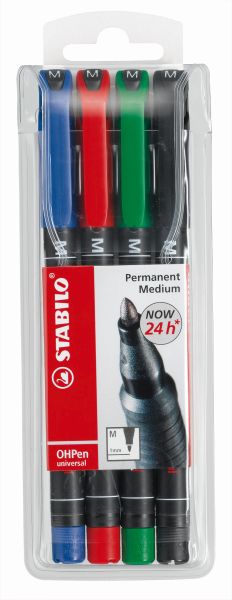 Stabilo ohp pen permanent m 843/4 4er etui - Stabilo-843-4-4006381114868