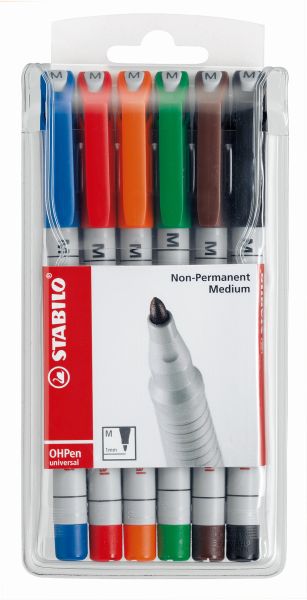Stabilo ohp pen non-perm. m 853/6 6er etui - Stabilo-853-6-4006381114943