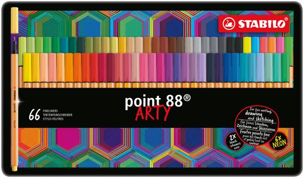 Stabilo fineliner point 88 0.4mm 88/66-031 metalletui 66 stück - Stabilo-88-66-031-4006381579742