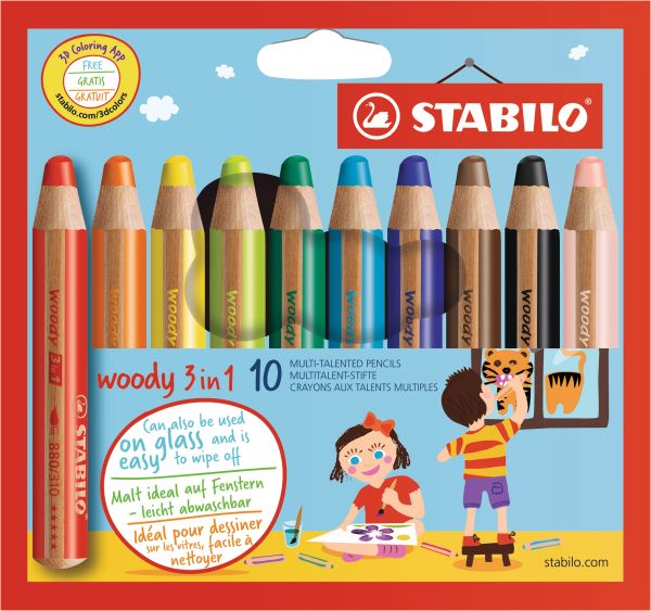 Stabilo farbrstift woody 880/10 3in1, 10er etui - Stabilo-880-10-4006381185646
