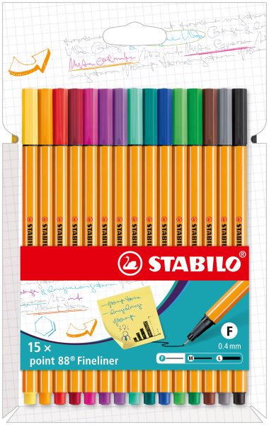 Stabilo fineliner point 88 0.4mm 8815-4 kartonetui 15 stk. - Stabilo-8815-4-4006381571319