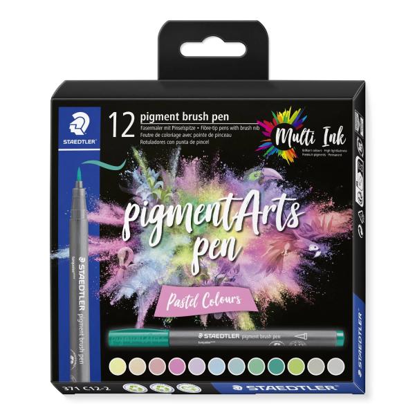 Staedtler fasermaler mit pinselspitze 371 c12-2 pigment pen 376 12er set - Staedtler-371-c12-2-4007817097021