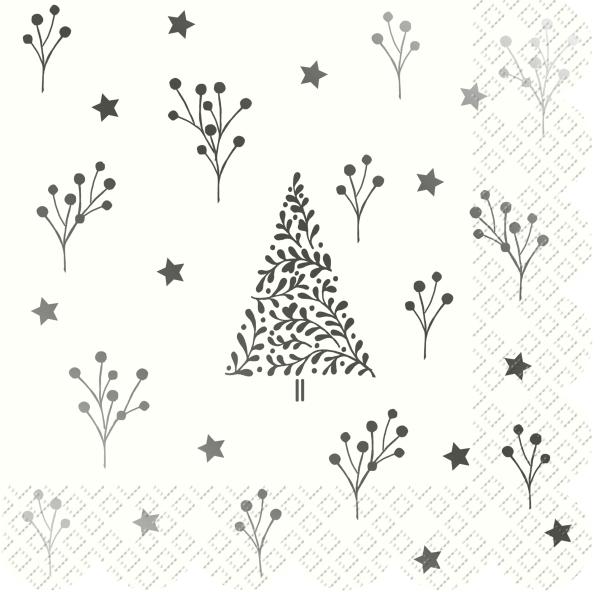 Stewo servietten arlette 33x33cm 2572524775 silber, fsc mix 20 stück - Stewo-2572524775-7630050876121