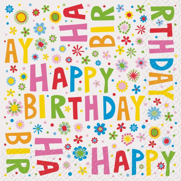 Stewo servietten 25x25cm 2573923660 happy birthday 20 stück - Stewo-2573923660-7610431826891