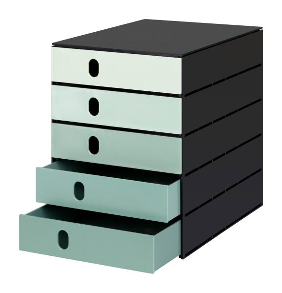 Styro systembox styroval 24x33x32cm 14-8000.95 grün/schwarz 5 schubladen - Styro-14-800095-7612176083911