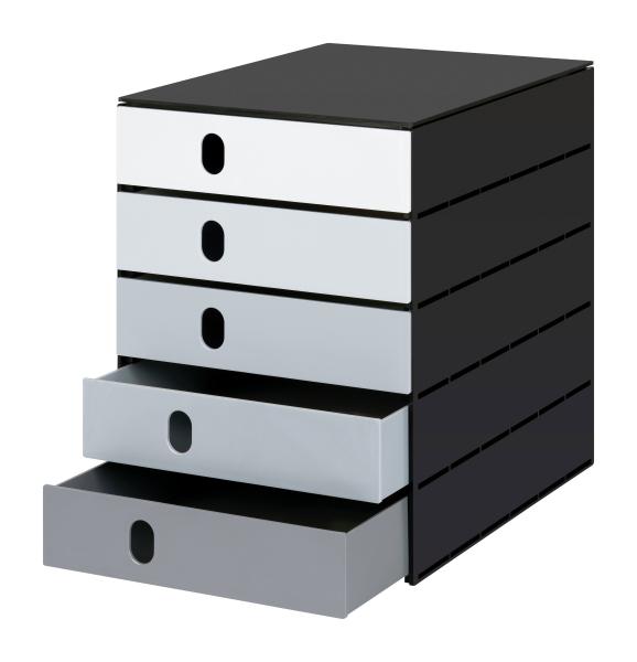 Styro systembox styroval 24x33x32cm 14-8000.98 grau/schwarz 5 schubladen - Styro-14-800098-7612176083928