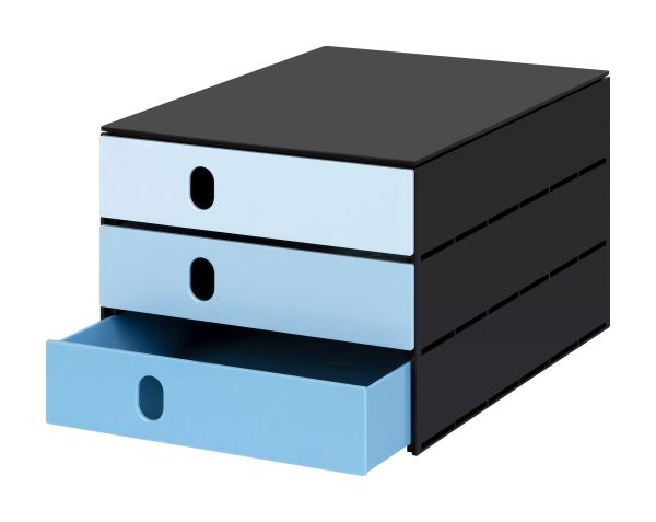 Styro systembox styroval 24x33x20cm 14-8050.93 blau/schwarz 3 schubladen - Styro-14-805093-7612176083935