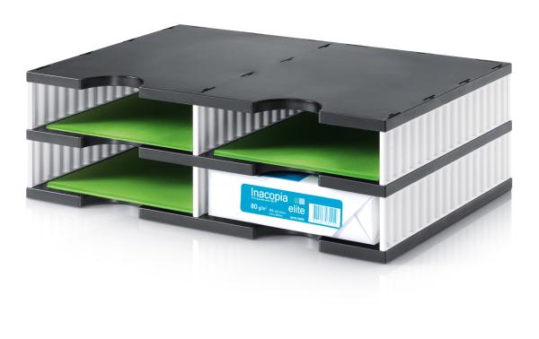 Styro ablagesystem styrodoc bk/weiss 268020209 4 fächer, duo 485x331x153mm - Styro-268020209-7612176077040