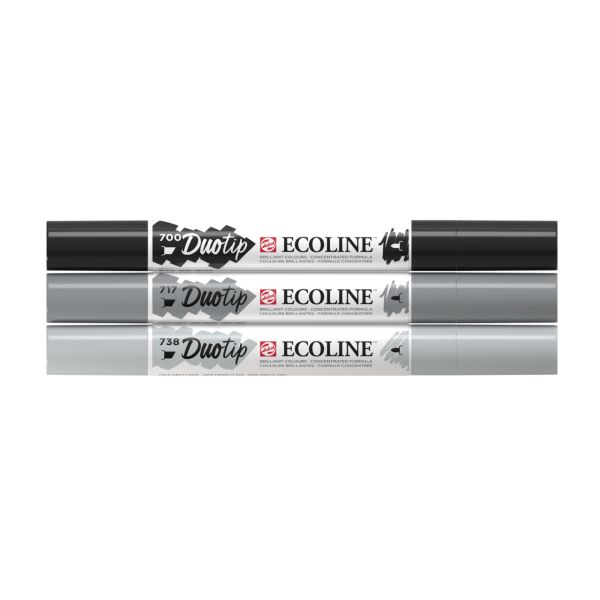 Talens ecoline duotip set 11609902 schwarz-grau 3 stück - Talens-11609902-8712079465599