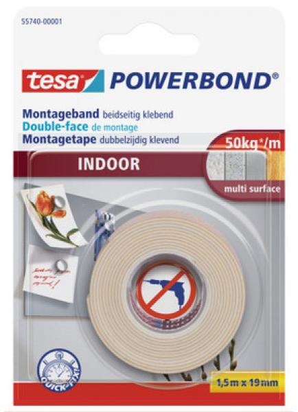 Tesa powerbond indoor 19mmx1.5m 557400000 montageband, doppelseitig - Tesa-557400000-4042448843388
