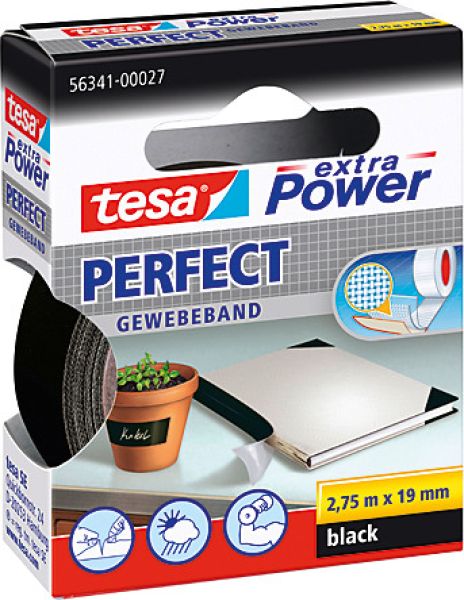 Tesa extra power perfect 2.75mx19mm 563410002 gewebeband. schwarz - Tesa-563410002-4042448043993
