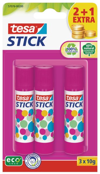 Tesa stick ecologo 3x10g 570760020 pink, blister 3 stück - Tesa-570760020-4042448313997