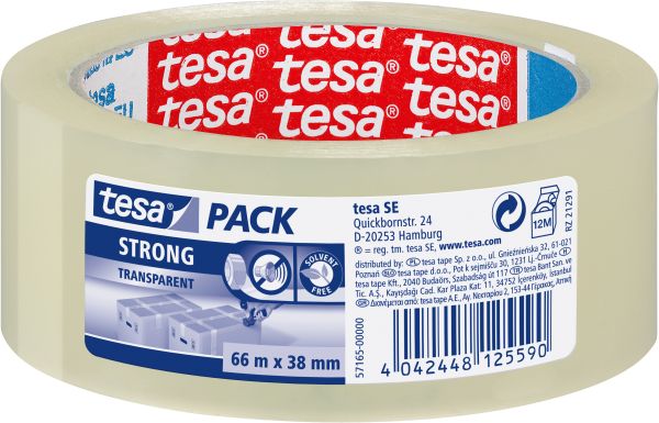 Tesa verpackungsband 38mmx66m 571650000 transparent - Tesa-571650000-4042448125590