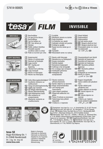 Tesa klebeband abroller 19mmx33m 574140000 - Tesa-574140000-4042448035264