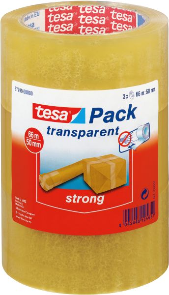 Tesa verpackungsband 50mmx66m 577990000 transparent 3 stück - Tesa-577990000-4042448125651