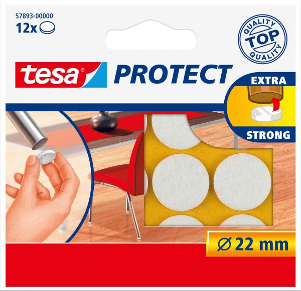 Tesa filzgleiter protect 22mm 578930000 weiss, rund 12 stück - Tesa-578930000-4042448885012