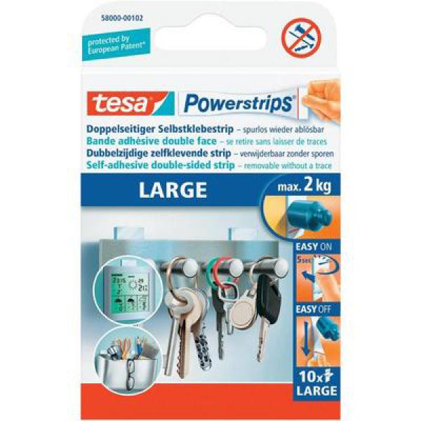 Tesa powerstrips large 10 stück 580000010 ablösbar, belastbarkeit 2kg - Tesa-580000010-4042448103932