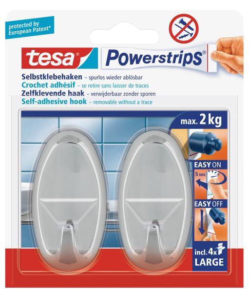 Tesa powerstrips haken l 580500001 chrom - Tesa-580500001-4042448105462