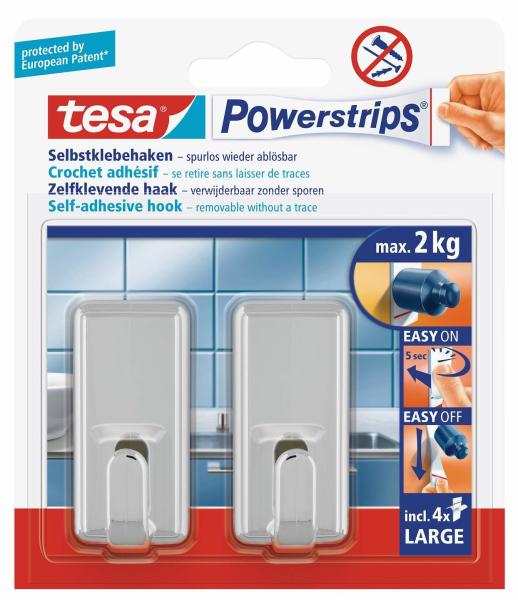 Tesa powerstrips haken classic 580510001 2 haken/4 strips large - Tesa-580510001-4042448105486