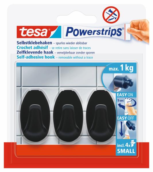 Tesa powerstrips haken s 582750000020 schwarz 3 stück - Tesa-582750000020-4063565247071