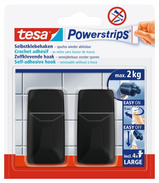 Tesa powerstrips haken l 582790000020 schwarz 2 stück - Tesa-582790000020-4063565247057