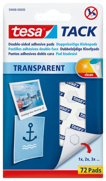 Tesa powerstrips tack 594080000 transparent 72 pads - Tesa-594080000-4042448366849