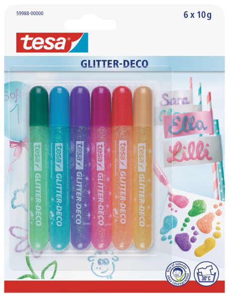 Tesa glitter deco candy colors 599880000 6x10g 6 stück - Tesa-599880000-4042448311122