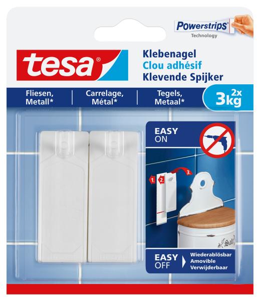 Tesa klebenagel 2x3 kg 777630000 fliesen & metall - Tesa-777630000-4042448340399