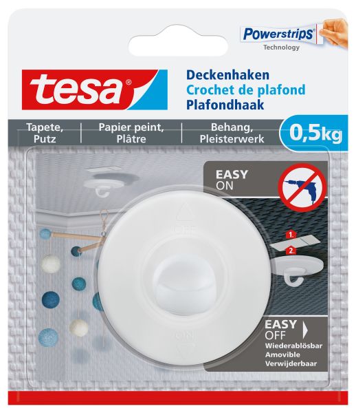 Tesa deckenhaken bis 0,5kg 77781-00000 tapete & putz - Tesa-77781-00000-4042448537171