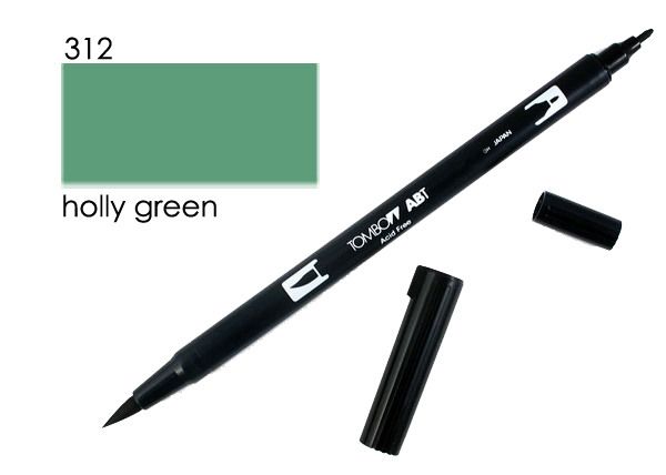 Tombow dual brush pen abt 312 holly green - Tombow-abt-312-4901991901450