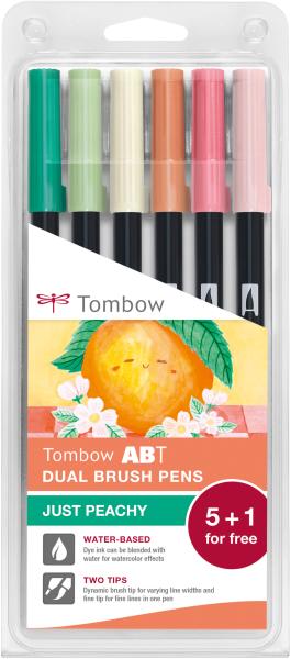 Tombow dual brush pen abt abt-6ppeachy just peachy 6 stück - Tombow-abt-6ppeachy-4003198106253