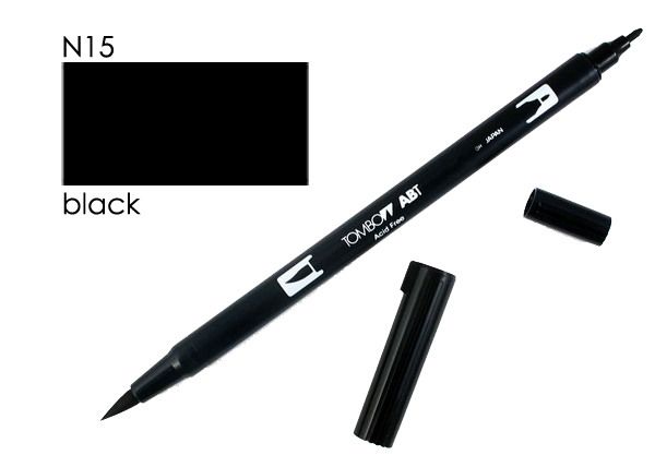 Tombow dual brush pen abt n15 schwarz - Tombow-abt-n15-4901991902310