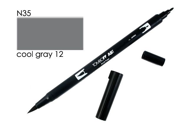 Tombow dual brush pen abt n35 cool gray 12 - Tombow-abt-n35-4901991902365