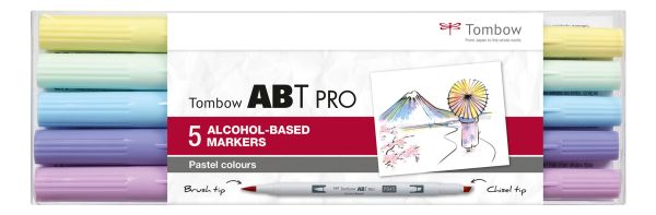 Tombow dual brush pen abt pro abtp-5p-2 pastel colours set, 5 stück - Tombow-abtp-5p-2-4003198150027